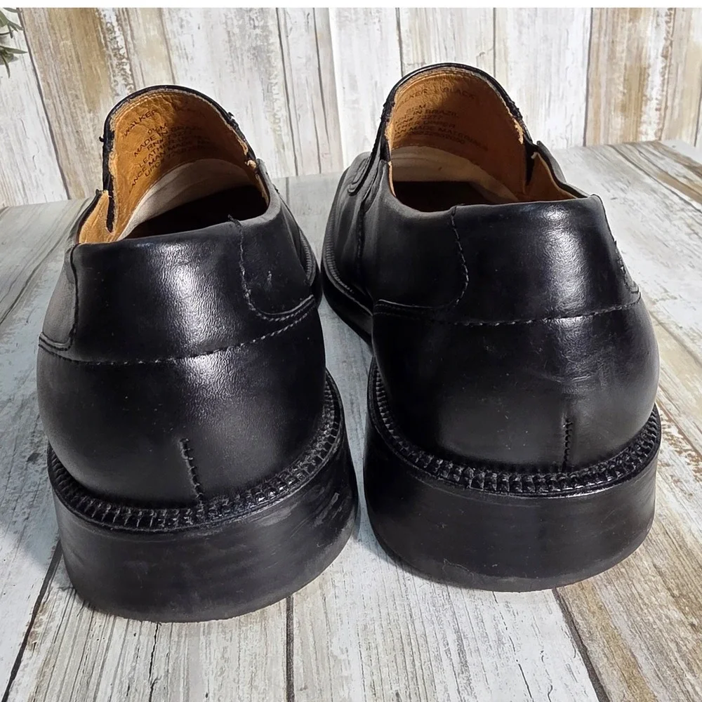 Apt 9 Walker Mens Black Leather Slip On Square Toe Dress Loafers Shoes 9.5 M